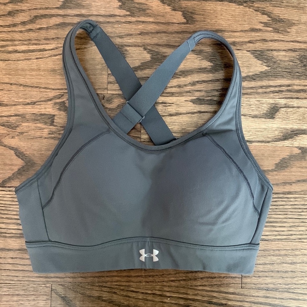 Under Armour Gray Criss Cross Fitted Sports Bra